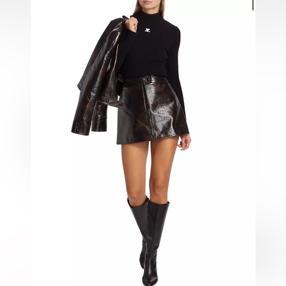 COURREGES BLACK RIBBED RE EDITION EMBROIDERED TURTLENECK - Picture 2 of 4